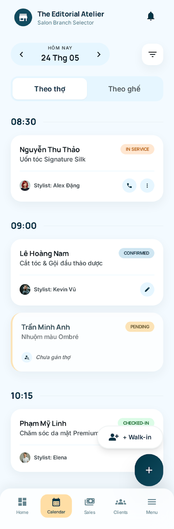 Bảng lịch hẹn SalonSo