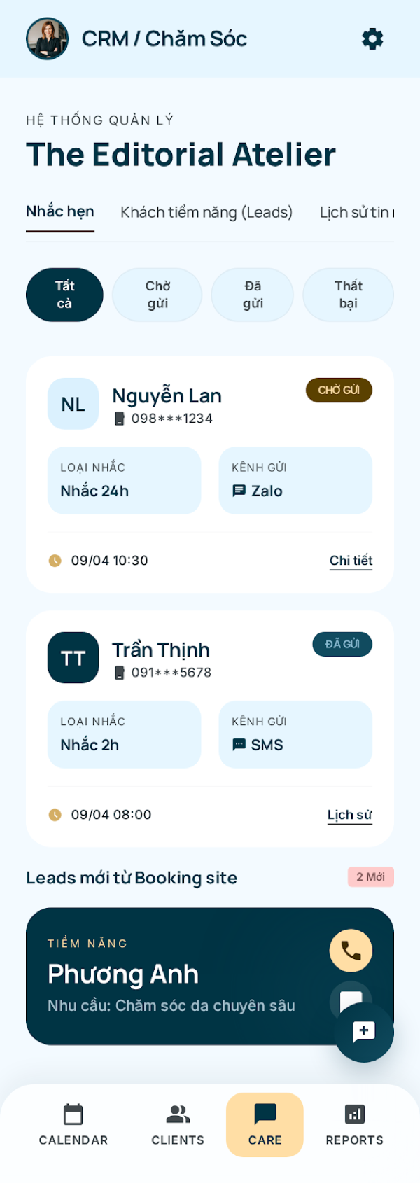 CRM chăm sóc khách