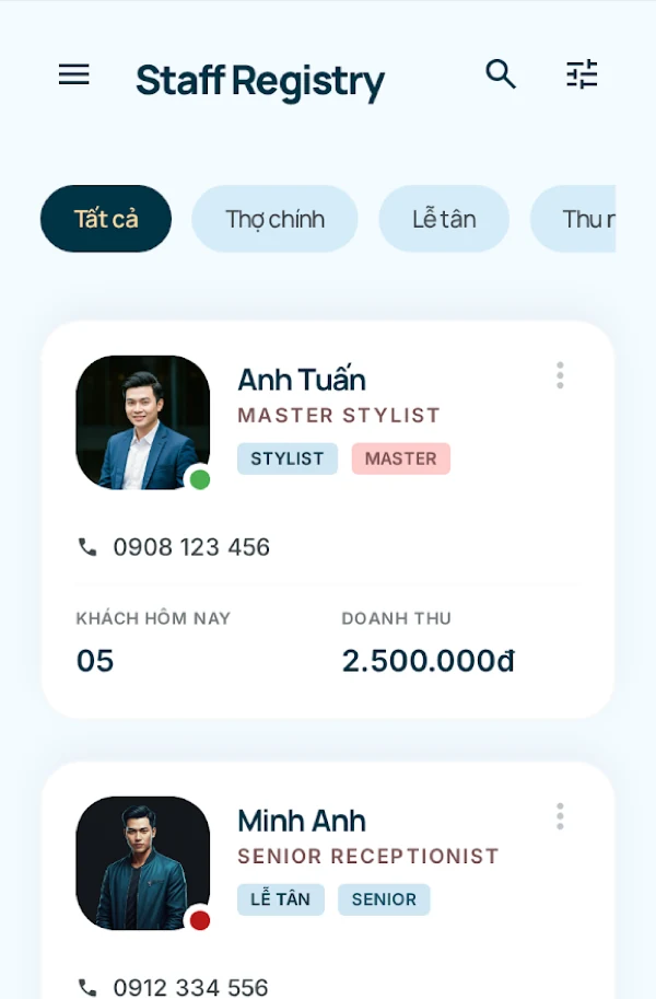 Ảnh crop đúng vùng thao tác danh sách nhân viên: Nhập mã salon